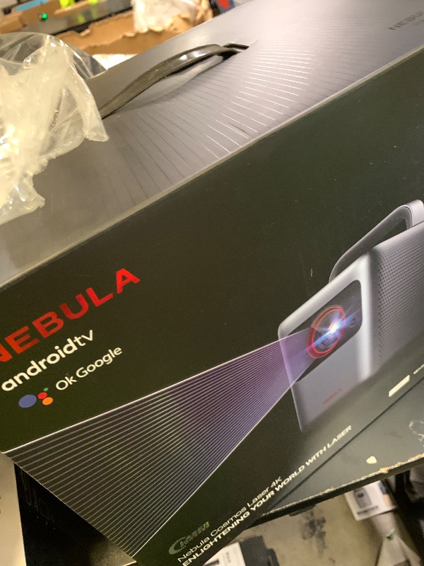 Photo 1 of NEBULA Cosmos Laser 4K Projector, 2200 ANSI Lumen, Android TV, Autofocus, Auto Keystone Correction, Screen Fit, Home Theater Projector with Wi-Fi & Bluetooth, for Office and Business Use (Renewed)