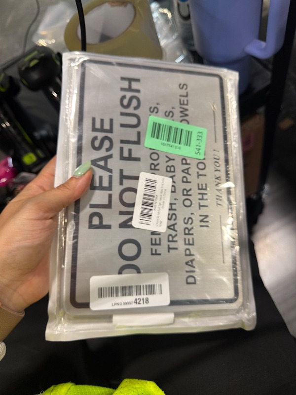 Photo 1 of (4 Pack) Do Not Flush Sign for Bathroom, Self-adhesive Do Not Flush Anything Except Toilet Paper Sign, Durable Aluminum Metal Restroom and Bathroom Signs for Business and Home Wall (4, Brushed Aluminum /Black, 9 x 6 inches)