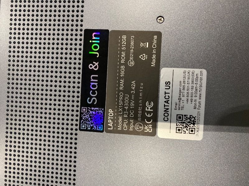 View 5 of **View Clerk Notes**MALLRACE 2026 New Laptop,15.6-inch IPS with Windows 11 PRO Laptop with Quad-Core N95(Up to 3.4GHz),16GB DDR4 512GB SSD,Metal Shell, BT5.0, 5G WiFi, USB3.2, Type_C, Webcam, 38Wh Battery