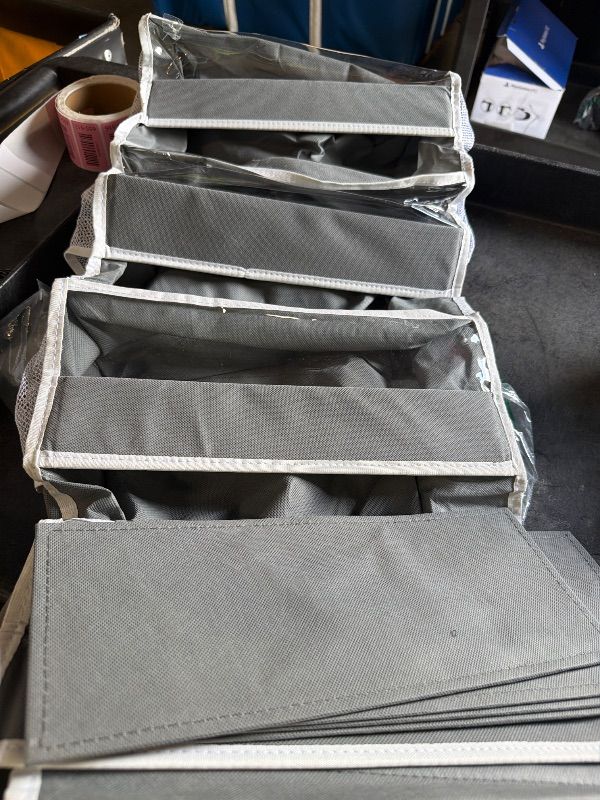 View 3 of ***MISSING PARTS*** Over The Door Organizer with LifetimeWarranty, 4 Shelves & 4 Side Pockets, Large Storage Rack Holds 44lb, Heavy-Duty Reinforced Mesh Shelf for Bathroom, Closet, Toy Organization, Shoes, Towels, Grey