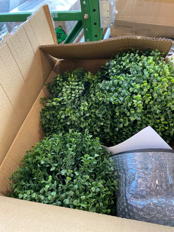 Photo 1 of [SIMILAR ITEM] LadyRosian Artificial Boxwood Topiary Tree, 25 Inch 2 Set Outdoor Faux Boxwood Bush Plants,Indoor Ball Trees with Ground Spike, Fake Potted for Home Front Porch Decor Outside Garden