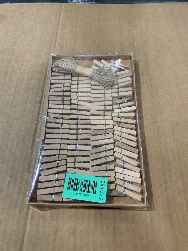 Photo 1 of 1.35 Inch Mini ClothesPins for Photo?100 Pcs? with 32 Feet Jute Twine?Mini Clothes Pins for Crafts,Wooden Small Clothes Pins for Pictures,Tiny Decorative Clothespins for Baby Shower(Natural Color)