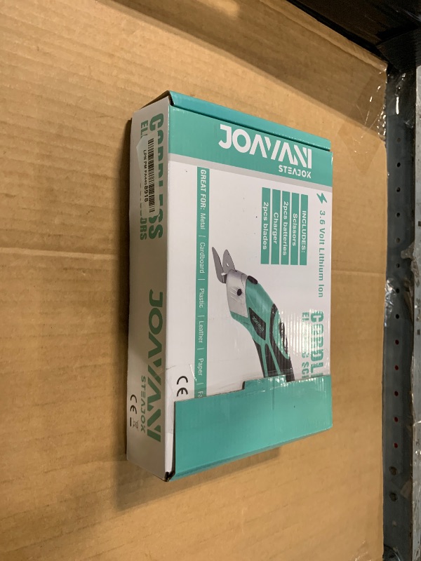 Photo 1 of ***BATTERY DOES NOT CHARGE*** JOAVANI Cordless Electric Scissors for Cutting Fabric, Cardboard, Box Cutter, Carpet. Power Shears for Sewing, Scrapbooking, Crafting (2pc Battery, 2pc Blade - Lower Noise)