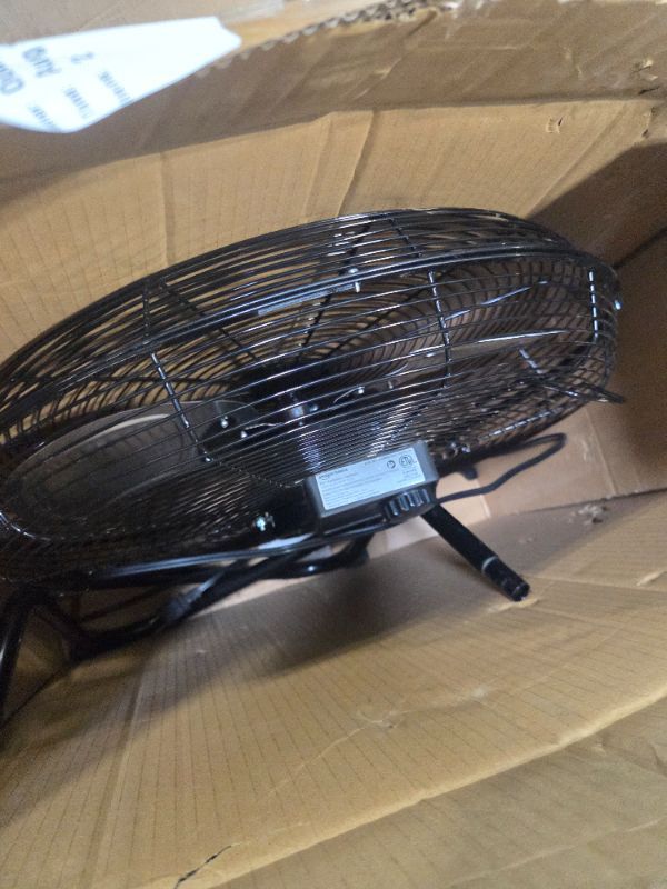 Photo 1 of [SOLD FOR PARTS] [NON FUNCTIONING] Amazon Basics 20" High Velocity Industrial Cooling Floor Fan with 3 Speeds, Tilt Head, ETL-Listed Safety Compliance, Metal Housing and Blades, for Commercial Space/Garage/Gym, 125W, Black