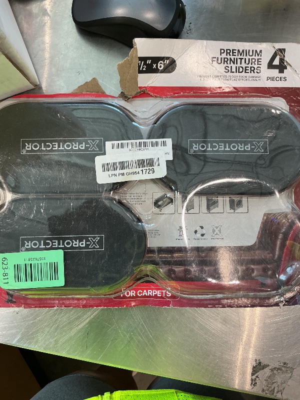 View 2 of [MISSING PARTS] X-Protector Furniture Sliders for Carpet - 4 PCS 6" x 3 1/2"