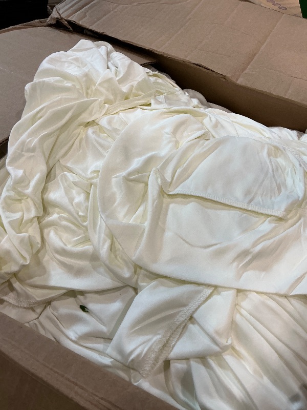 View 2 of 10 Panels 5x12ft Ivory Backdrop Curtains for Parties, Wrinkle Free Polyester Ivory Photo Backdrop Drapes 12 ft Long Back Drop Cloth for Wedding Birthday Photography Background Party