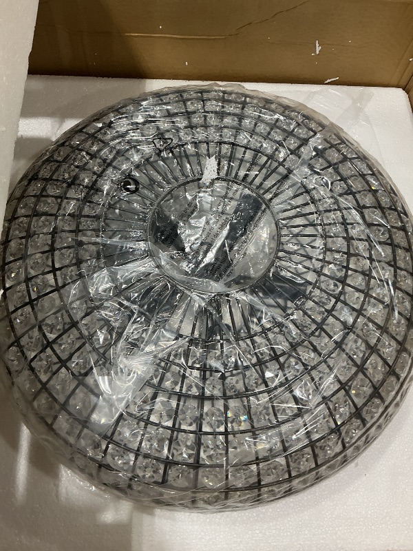 View 5 of HUOKU 21" Crystal Chandelier, Large Dining Room Light Fixture Black Gold