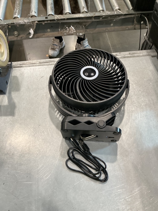 View 3 of [SOLD FOR PARTS] Koonie 8'' 10000mAh Portable Clip on Fan with LED Lantern and Hook
