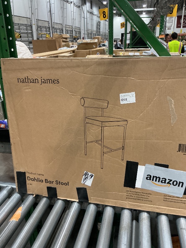View 5 of **View Clerk Notes**Nathan James Dahlia Counter Height Chair, Modern Barstool with Back, Mid-Century Metal Legs and Padded Cushion for Kitchen, Island and Bars, Light Grey/Black, Set of 4