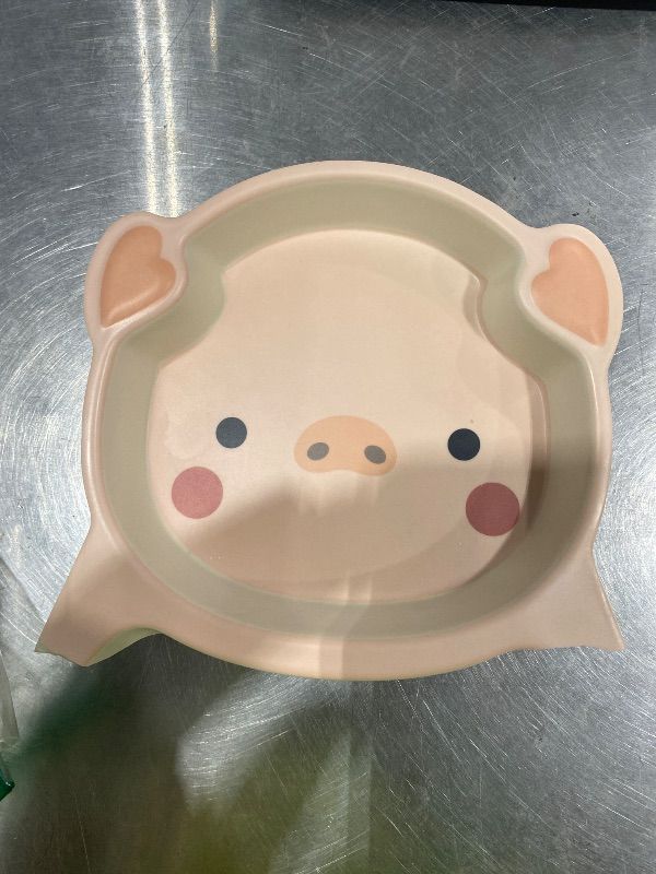 View 3 of **View Clerk Notes**JOINPAYA Divided Toddler Plate: Pink Pig-Shaped Resin Meal Tray