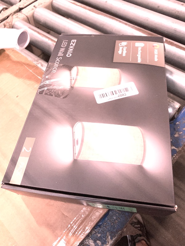 Photo 1 of [MISISING LAMP SHADES] EZVALO Battery Operated Wall Sconce, Rechargeable Wall Sconces Set of Two with Remote, 3 Color & 80 RGB Wireless Wall Mount Lamp, Dimmable, Timer, Peel and Stick, Fabric Linen Wall Lights for Bedroom