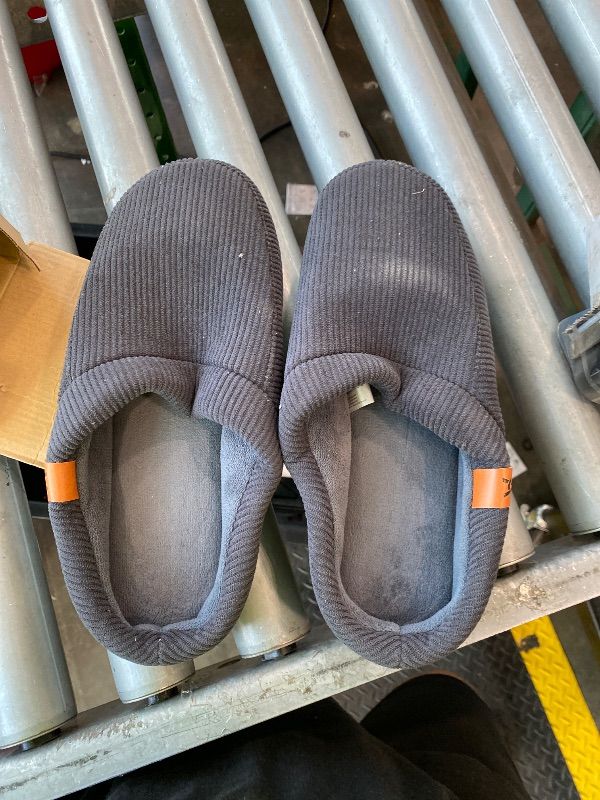 View 3 of [Used, Clean First] VeraCosy Men's Moccasin Slippers Comfy Soft Durable Slip-on Indoor Memory Foam House Shoes Charcoal Dark Gray, 9-10 US