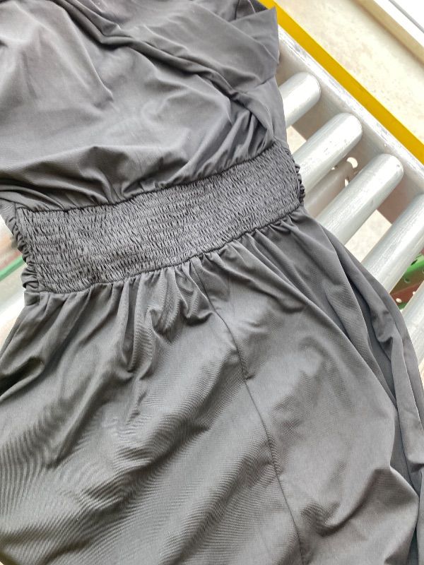 View 3 of [Stained] ANRABESS Womens Fall Long Lantern Sleeve A-Line Midi Dress (BLACK)