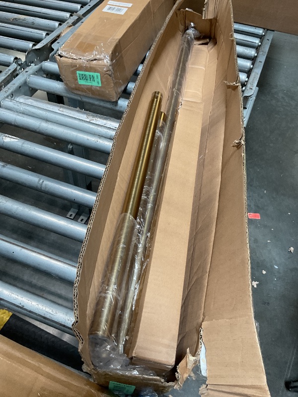 Photo 1 of 1-1/8 Inch Corner Curtain Rod for Windows - Telescoping Bay Window Curtain Rods - Aluminum Finials - Adjustable Concealed Mounting Bracket - 36-72 Inch Center Rod - 20-36 Inch Side Rods - Brushed Gold