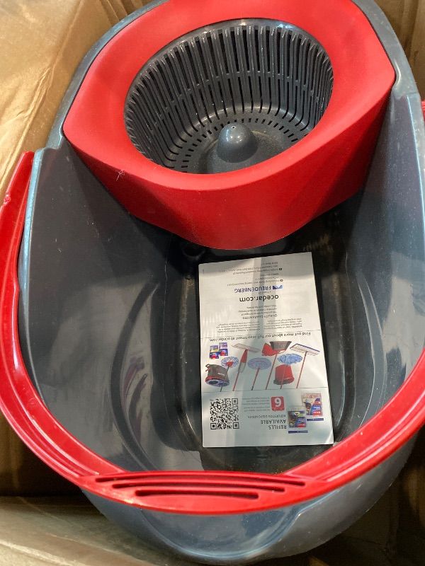 View 3 of [MISSING PARTS] O-Cedar EasyWring Microfiber Spin Mop, Bucket Floor Cleaning System, Red, Gray, Standard