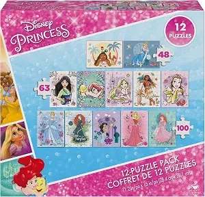 Photo 1 of ***SIMILAR IMAGEN*** Spin Master Games, Disney Princess 12-Puzzle Bundle - Moana, Ariel, Mulan, Cinderella & More, with 48-Piece, 63-Piece, & 100-Piece Disney Puzzles for Kids, for Ages 4 & Up