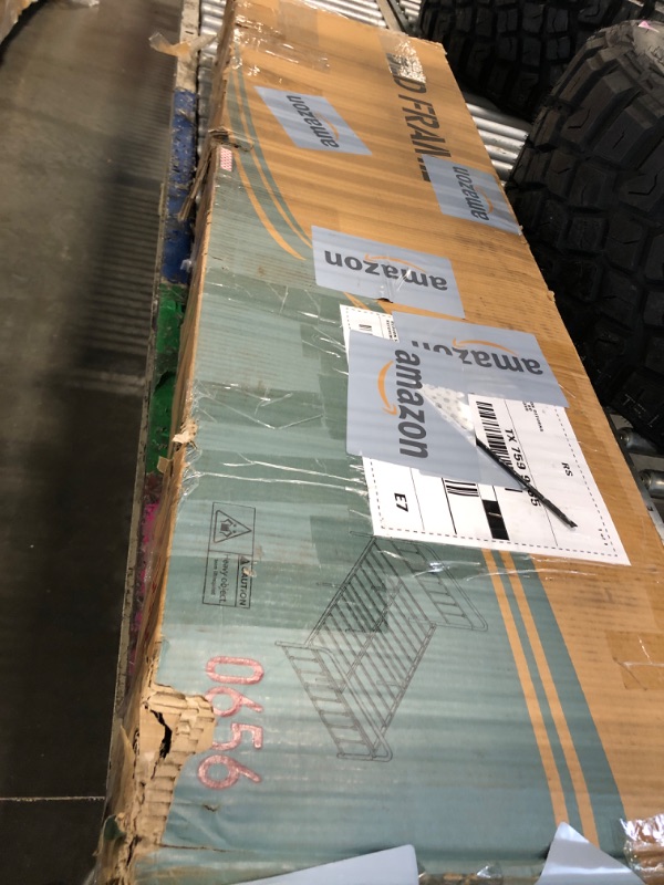 View 2 of *** Missing hardware *** VECELO Full Size Metal Bed Frame with Headboard - White