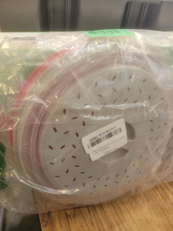 Photo 1 of 2 Pack Collapsible Microwave Splatter Cover, Red & Grey