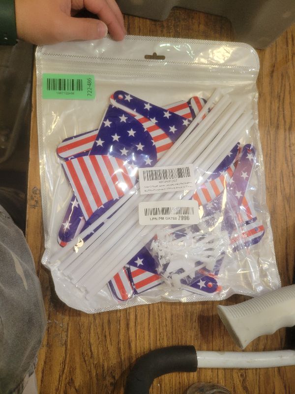 Photo 1 of 12 Pack 8 Inches American Flag Patriotic Pinwheels Windmill Wind Spinner for Yard Garden Lawn Fourth of July Independence Day Party Decorations