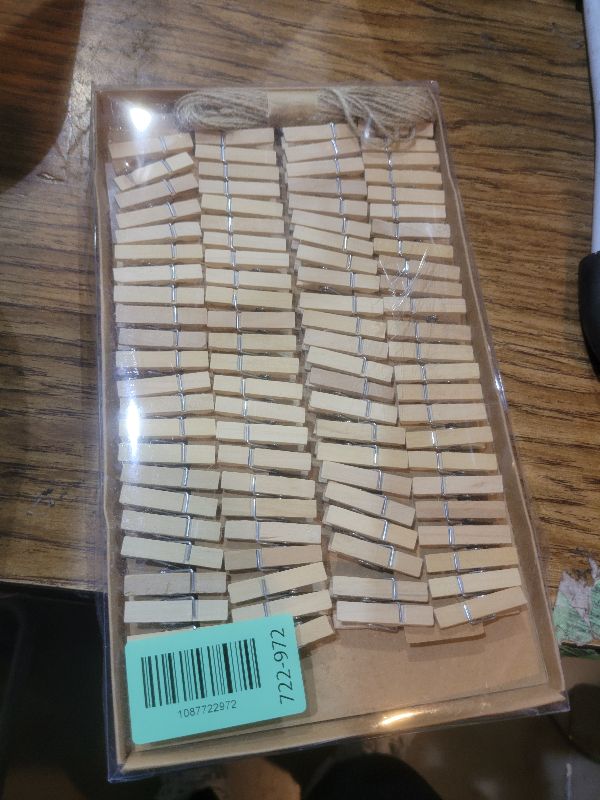 Photo 1 of 1.35 Inch Mini ClothesPins for Photo?100 Pcs? with 32 Feet Jute Twine?Mini Clothes Pins for Crafts,Wooden Small Clothes Pins for Pictures,Tiny Decorative Clothespins for Baby Shower(Natural Color)