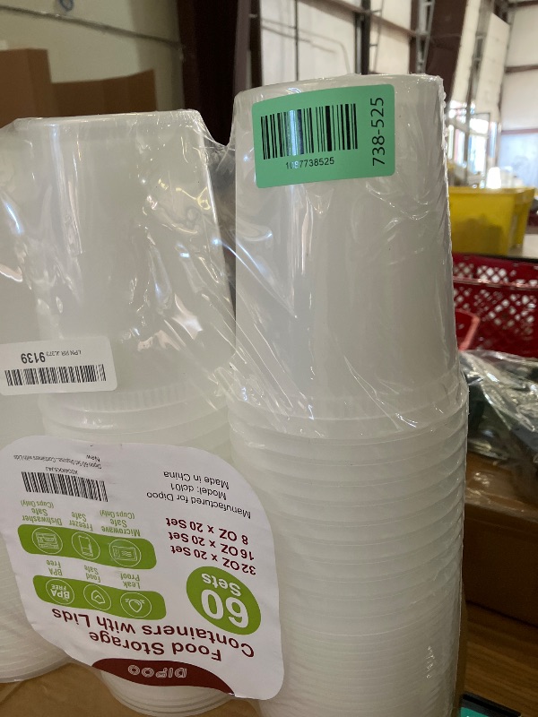 Photo 1 of 60 Sets (120-Piece) Deli Containers with Lids, 32/16/8 oz X 20 Set Each