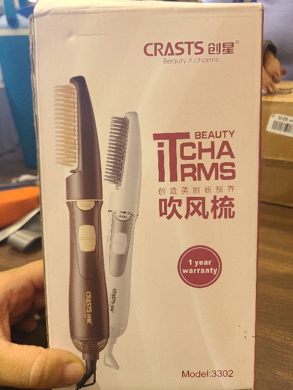 View 3 of 2-In-1 Electric Hair Dryer Styling Tool - Blow Dryer Brush with Teasing Comb, 3 Gear Adjustable Hair Straightener (US Plug)