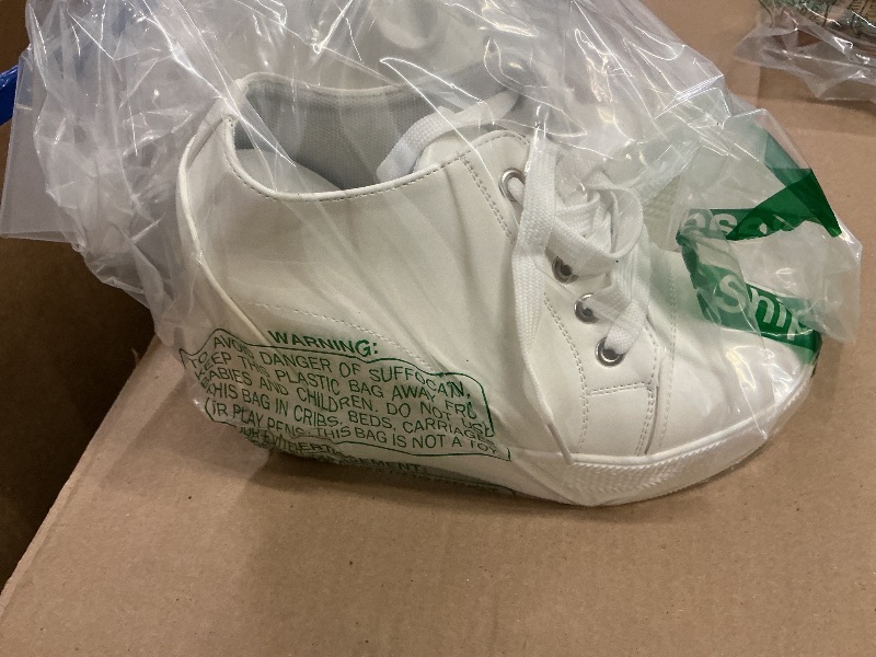View 2 of ACE SHOCK Women Wedges Sneakers with Hidden Heel Ankle High Platform Walking Shoes Fashion Bride Wedding Shoes (5.5, White, Numeric_5_Point_5)