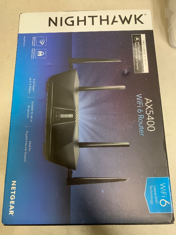 Photo 1 of NETGEAR Nighthawk 6-Stream Dual-Band WiFi 6 Router (RAX54S) – Security Features, AX5400 Wireless Speed, Up to 5.4 Gbps, Covers up to 2,500 sq. ft., 25 Devices - 1-Year Armor Subscription Included