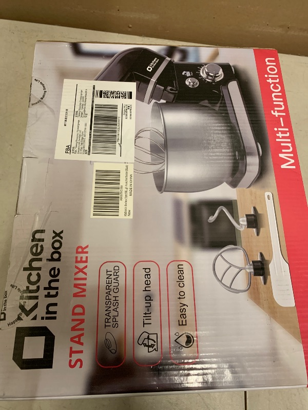 Photo 1 of Kitchen in the box Stand Mixer,3.2Qt Small Electric Food Mixer,6 Speeds Portable Lightweight Kitchen Mixer for Daily Use with Egg Whisk,Dough Hook,Flat Beater (Black)