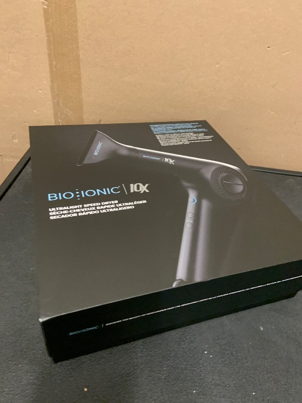 Photo 1 of Bio Ionic 10X Ultralight Speed Hair Dryer, Blow Dryer with Adjustable Heat & Speed, Memory Function, Professional Hair Styling Tool for Fast, Frizz-Free Hairstyles, Black