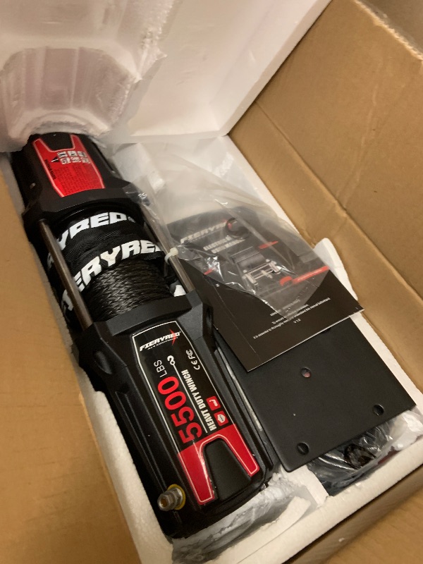 View 2 of FieryRed ATV/UTV Winch 12V 5500 lb Electric Winch with Synthetic Rope, with Wireless Remote Control Hawse Aluminium Fairlead & Mounting Bracket, Waterproof IP67