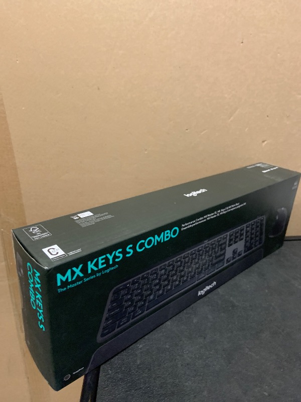 Photo 1 of Logitech MX Keys S Combo - Performance Wireless Keyboard and Mouse with Palm Rest, Customizable Illumination, Fast Scrolling, Bluetooth, USB C, for Windows, Linux, Chrome, Mac,Color Graphite.