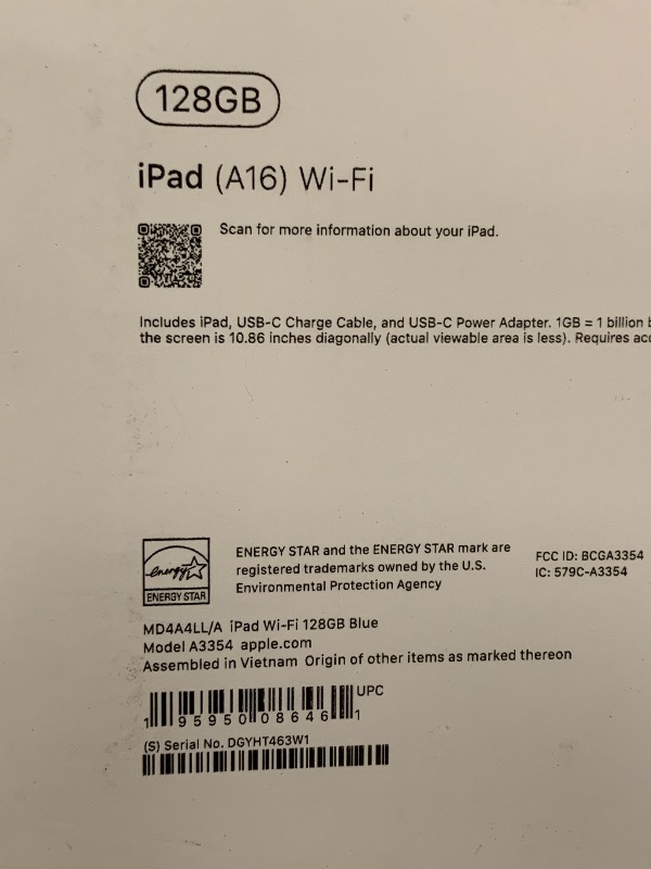 Photo 1 of Apple iPad 11-inch: A16 chip, 11-inch Model, Liquid Retina Display, 128GB, Wi-Fi 6, 12MP Front/12MP Back Camera, Touch ID, All-Day Battery Life — Blue