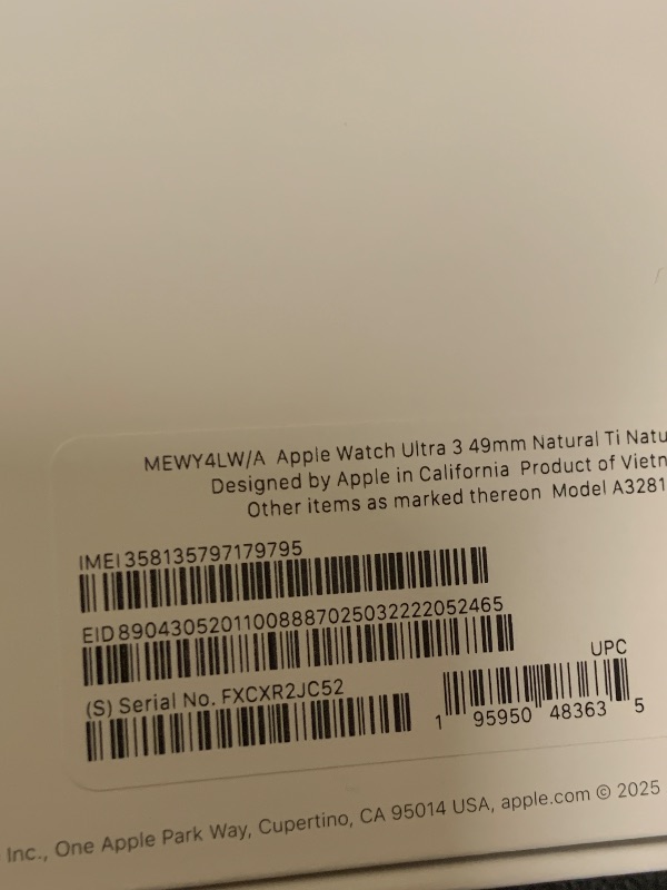 Photo 1 of Apple Watch Ultra 3 [GPS + Cellular 49mm] Running & Multisport Smartwatch w/Rugged Titanium Case w/Natural Titanium Milanese Loop - M. Satellite Communications, Advanced Health & Fitness Tracking