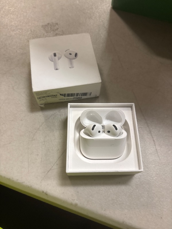 Photo 1 of Apple AirPods 4 Wireless Earbuds, Bluetooth Headphones, Personalized Spatial Audio, Sweat and Water Resistant, USB-C Charging Case, H2 Chip, Up to 30 Hours of Battery Life, Effortless Setup for iPhone