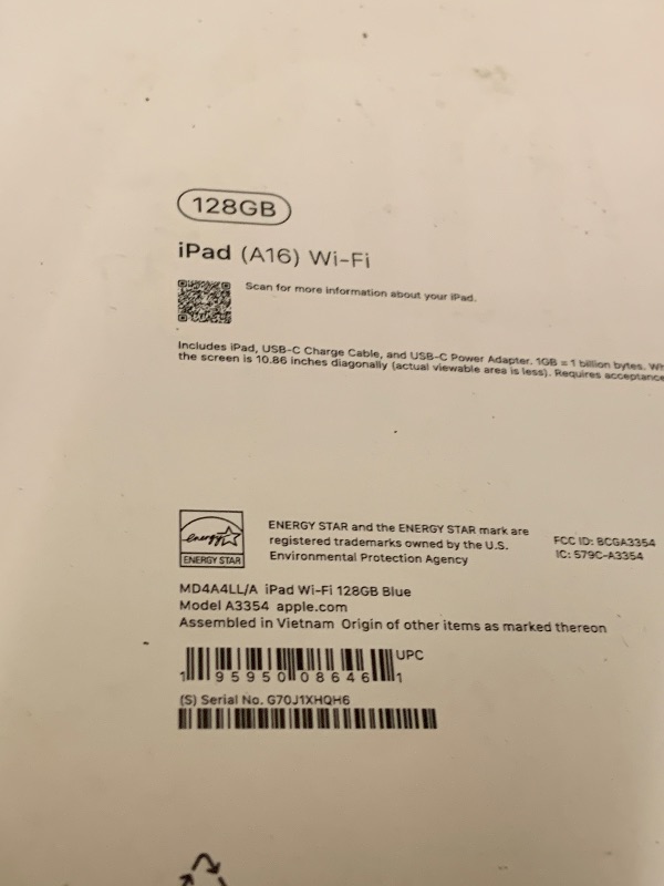 Photo 1 of Apple iPad 11-inch: A16 chip, 11-inch Model, Liquid Retina Display, 128GB, Wi-Fi 6, 12MP Front/12MP Back Camera, Touch ID, All-Day Battery Life — Blue