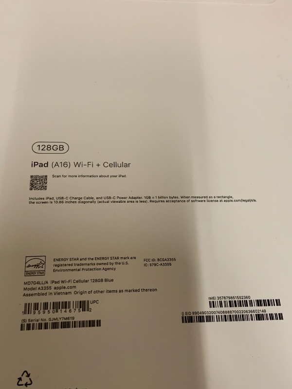 View 2 of Apple iPad 11-inch: A16 chip, 11-inch Model, Liquid Retina Display, 128GB, Wi-Fi 6 + 5G Cellular, 12MP Front/12MP Back Camera, Touch ID, All-Day Battery Life — Blue