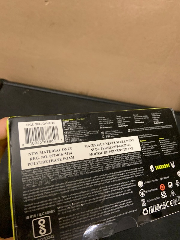 Photo 1 of Skullcandy Crusher ANC 2 Wireless Over-Ear Bluetooth Headphones with Multi-Sensory Bass, Active Noise Cancelling, Up to 60 Hours Battery, Microphone for iPhone Android - True Black