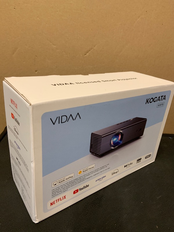 Photo 1 of 4K Projector with WiFi and Bluetooth, VIDAA Smart Projector 1200+ APPs/Live&Official AirPlay Kogata 2000 ANSI Auto Focus 6D Keystone Indoor/Outdoor Projector 60W Dolby Home Theater Portable