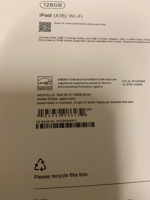 Photo 1 of Apple iPad 11-inch: A16 chip, 11-inch Model, Liquid Retina Display, 128GB, Wi-Fi 6, 12MP Front/12MP Back Camera, Touch ID, All-Day Battery Life — Silver