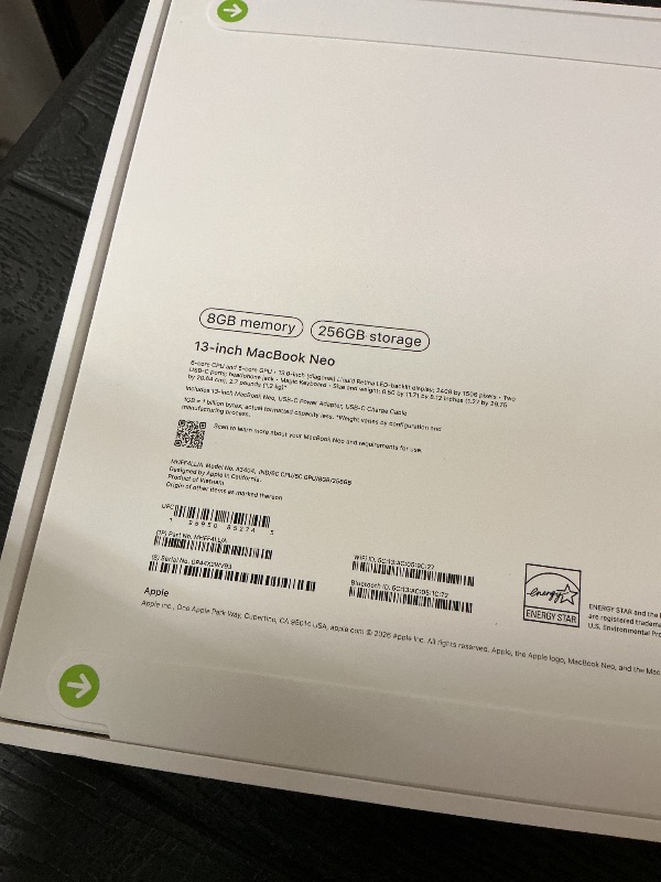 Photo 1 of Apple 2026 MacBook Neo 13-inch Laptop with A18 Pro chip: Built for AI and Apple Intelligence, Liquid Retina Display, 8GB Unified Memory, 256GB SSD Storage, 1080p FaceTime HD Camera; Indigo