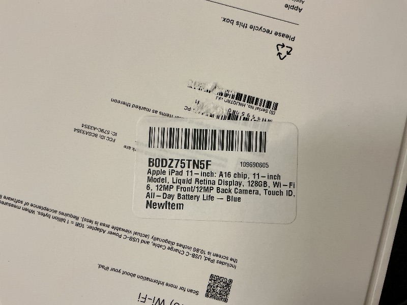 Photo 1 of Apple iPad 11-inch: A16 chip, 11-inch Model, Liquid Retina Display, 128GB, Wi-Fi 6, 12MP Front/12MP Back Camera, Touch ID, All-Day Battery Life — Blue