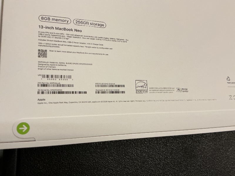 Photo 1 of Apple 2026 MacBook Neo 13-inch Laptop with A18 Pro chip: Built for AI and Apple Intelligence, Liquid Retina Display, 8GB Unified Memory, 256GB SSD Storage, 1080p FaceTime HD Camera; Blush FACTORY SEALED—