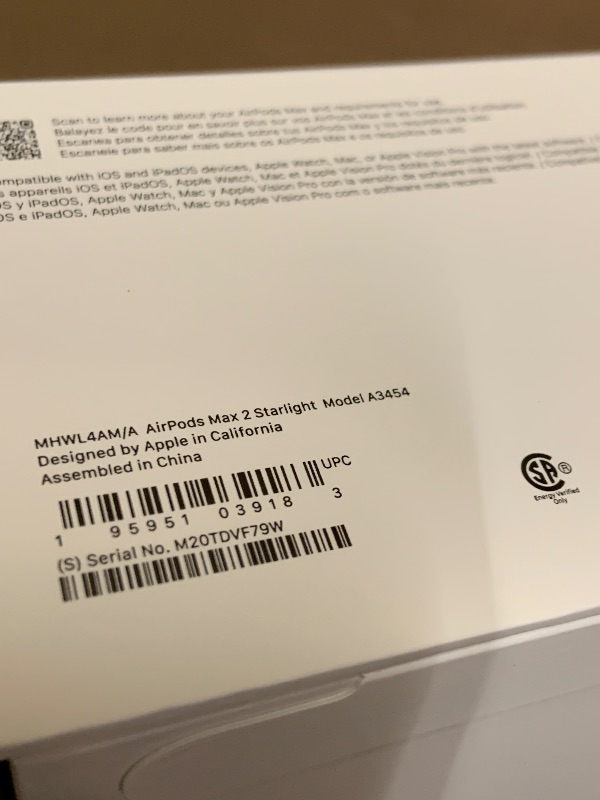 Photo 1 of Apple AirPods Max 2 Wireless Over-Ear Headphones, Active Noise Cancellation, Adaptive Audio, Personalized Spatial Audio, Live Translation, Bluetooth Headphones for iPhone – Starlight