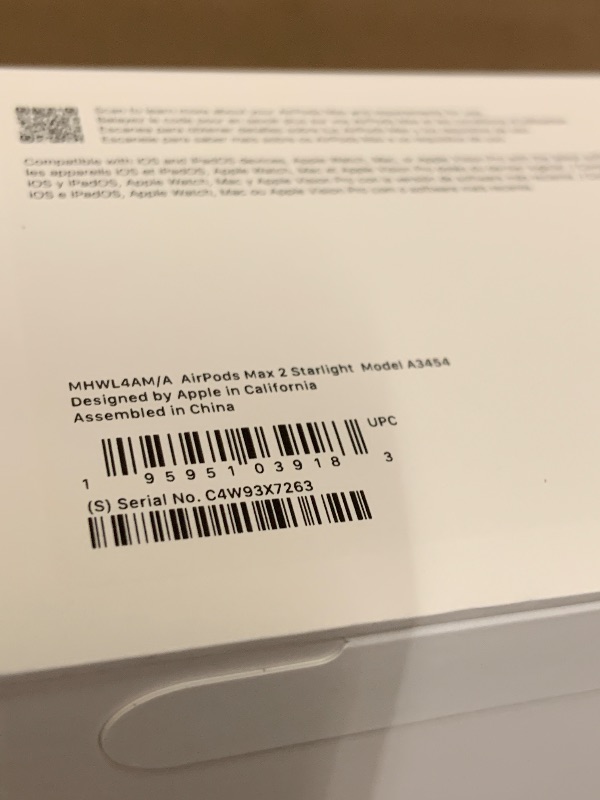 Photo 1 of Apple AirPods Max 2 Wireless Over-Ear Headphones, Active Noise Cancellation, Adaptive Audio, Personalized Spatial Audio, Live Translation, Bluetooth Headphones for iPhone – Starlight
