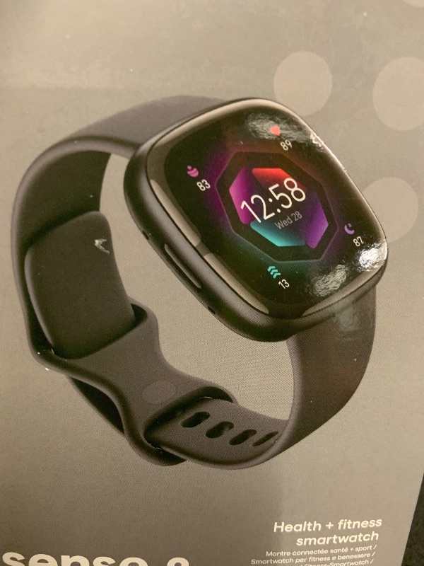 Photo 1 of Fitbit Sense 2 Advanced Health and Fitness Smartwatch with Stress and Sleep Tools - 3-Month Google Health Premium Membership Included - ECG App, SpO2, 24/7 Heart Rate, and GPS - Shadow Grey/Graphite