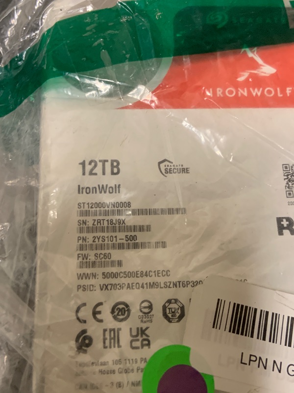 View 2 of Seagate IronWolf Pro, 12 TB, Enterprise NAS Internal HDD –CMR 3.5 Inch, SATA 6 Gb/s, 7,200 RPM, 256 MB Cache for RAID Network Attached Storage (ST12000NT001)
