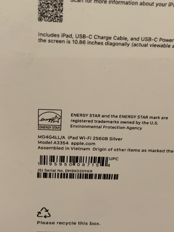 Photo 1 of Apple iPad 11-inch: A16 chip, 11-inch Model, Liquid Retina Display, 256GB, Wi-Fi 6, 12MP Front/12MP Back Camera, Touch ID, All-Day Battery Life — Silver