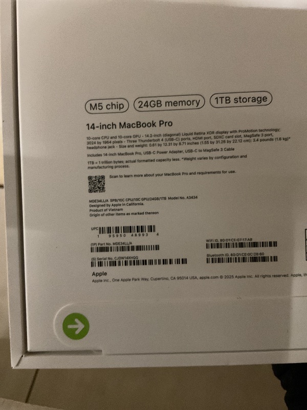 Photo 1 of Apple 2025 MacBook Pro Laptop with Apple M5 chip with 10?core CPU and 10?core GPU: Built for AI, 14.2-inch Liquid Retina XDR Display, 24GB Unified Memory, 1TB SSD Storage; Space Black