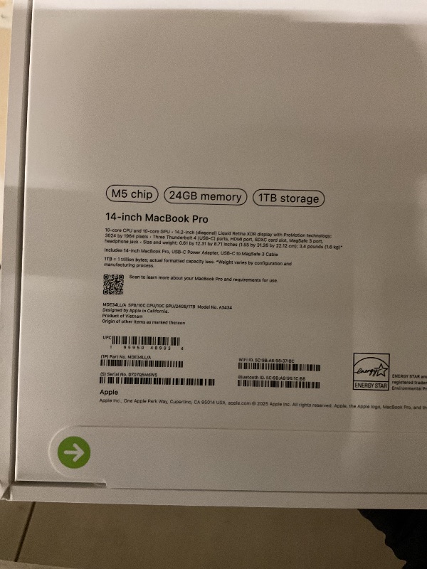 Photo 1 of Apple 2025 MacBook Pro Laptop with Apple M5 chip with 10?core CPU and 10?core GPU: Built for AI, 14.2-inch Liquid Retina XDR Display, 24GB Unified Memory, 1TB SSD Storage; Space Black
